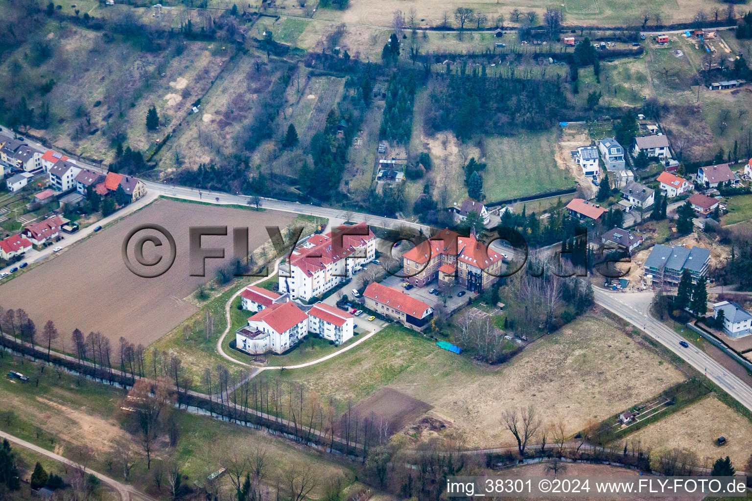 Weingarten in the state Baden-Wuerttemberg, Germany from above