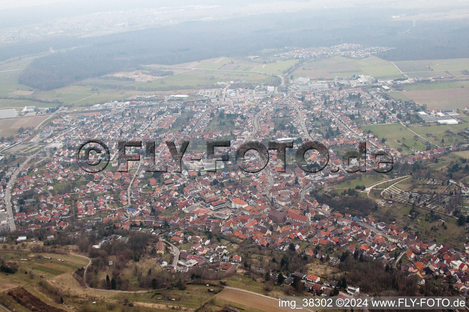 Weingarten in the state Baden-Wuerttemberg, Germany out of the air