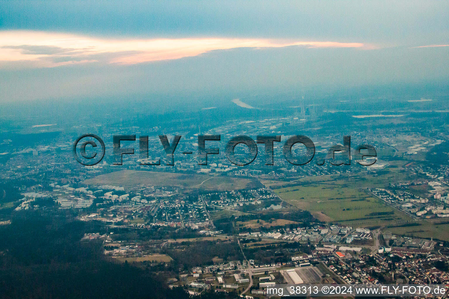 Aerial photograpy of District Neureut in Karlsruhe in the state Baden-Wuerttemberg, Germany