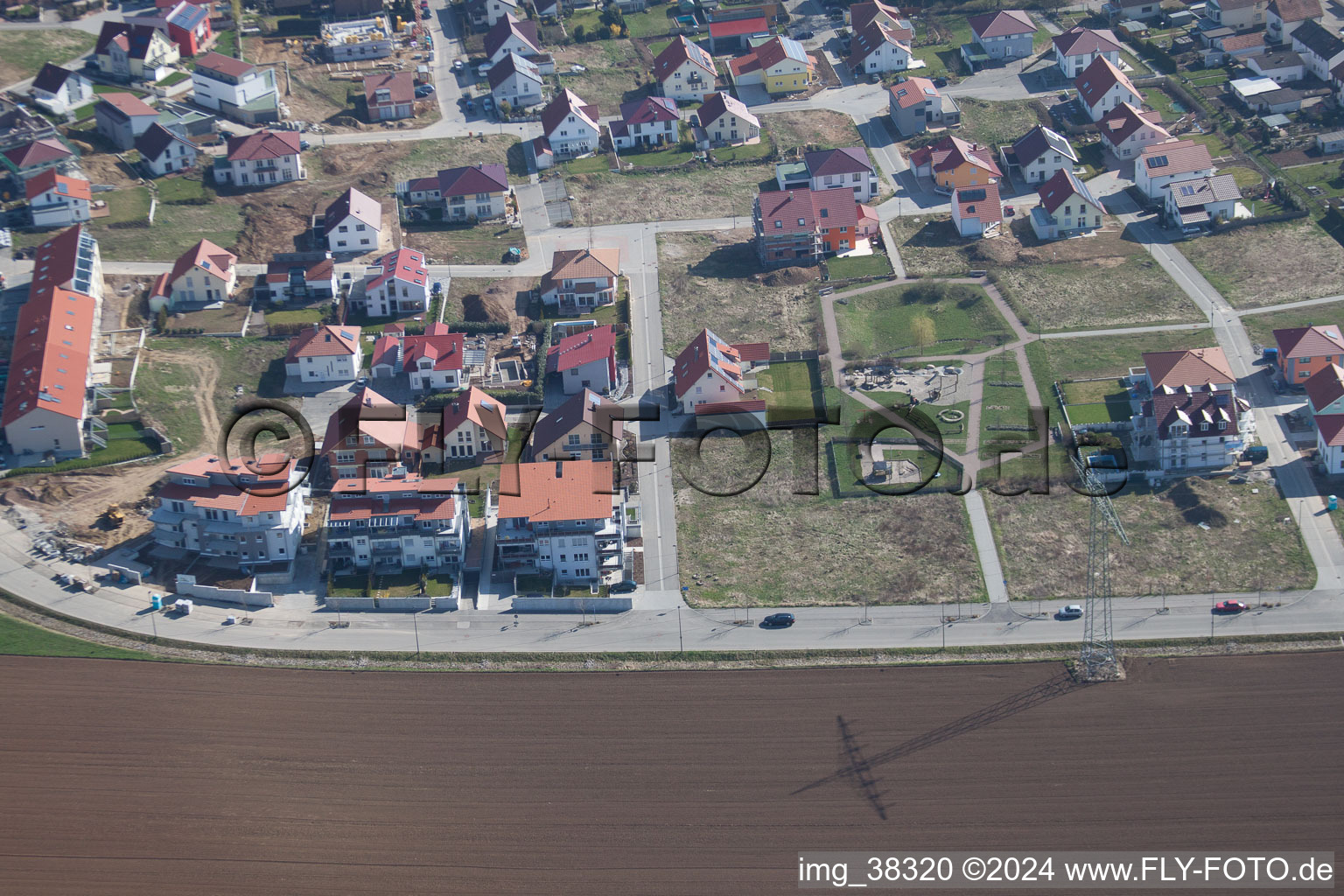 Oblique view of Höhenweg new development area in Kandel in the state Rhineland-Palatinate, Germany