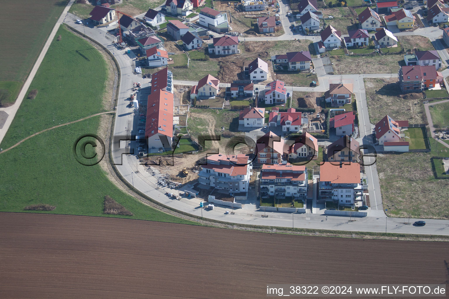 Höhenweg new development area in Kandel in the state Rhineland-Palatinate, Germany out of the air