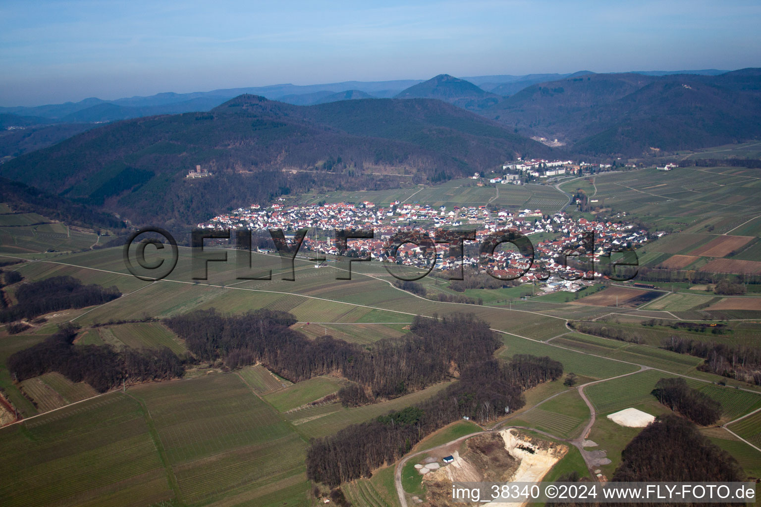 Klingenmünster in the state Rhineland-Palatinate, Germany from a drone