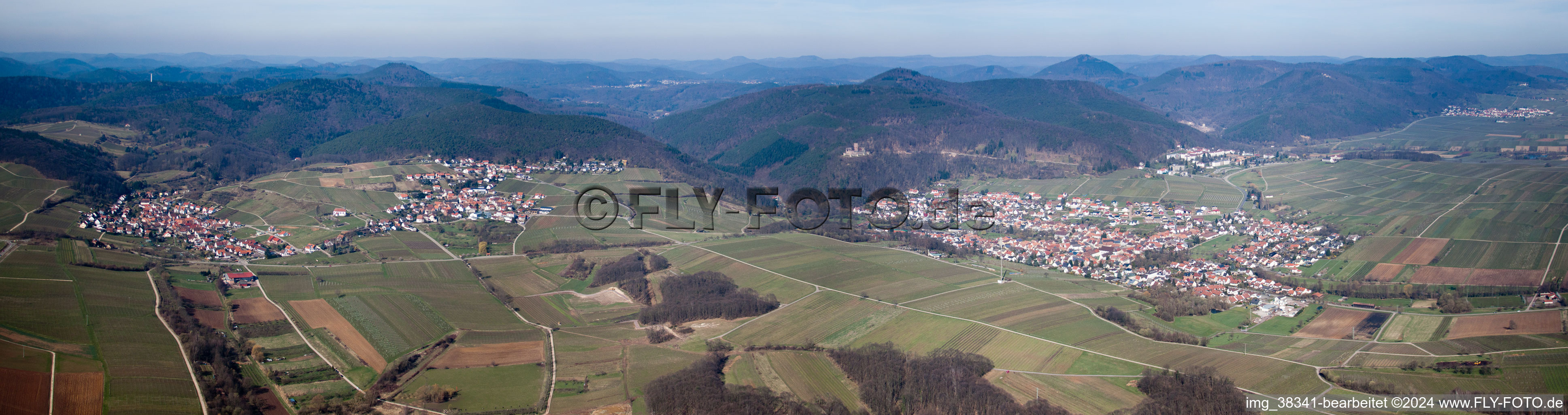 Forest, wine yard and mountain scenery at Haardtrand of Palatinat forest in Klingenmuenster in the state Rhineland-Palatinate