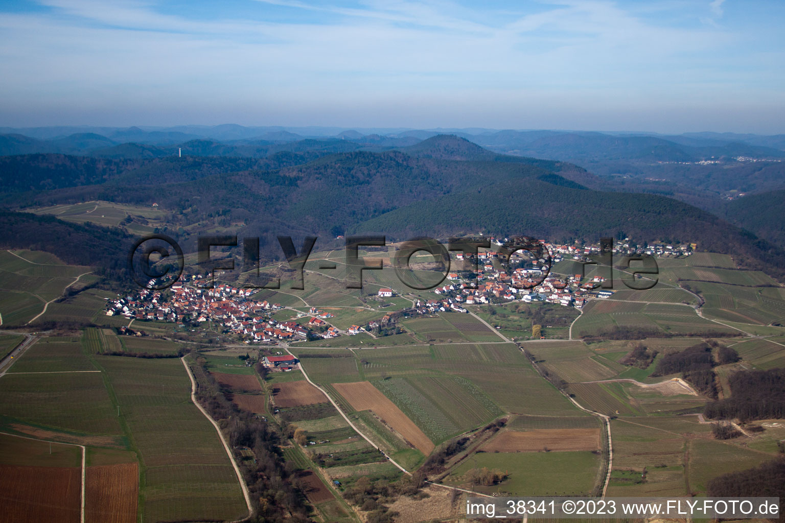 Aerial photograpy of District Gleishorbach in Gleiszellen-Gleishorbach in the state Rhineland-Palatinate, Germany
