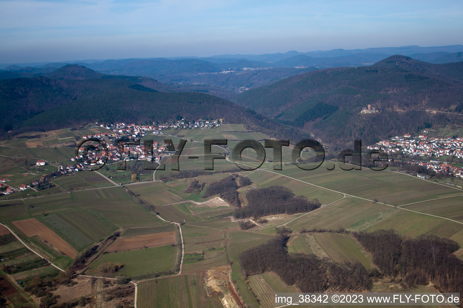 Oblique view of District Gleiszellen in Gleiszellen-Gleishorbach in the state Rhineland-Palatinate, Germany