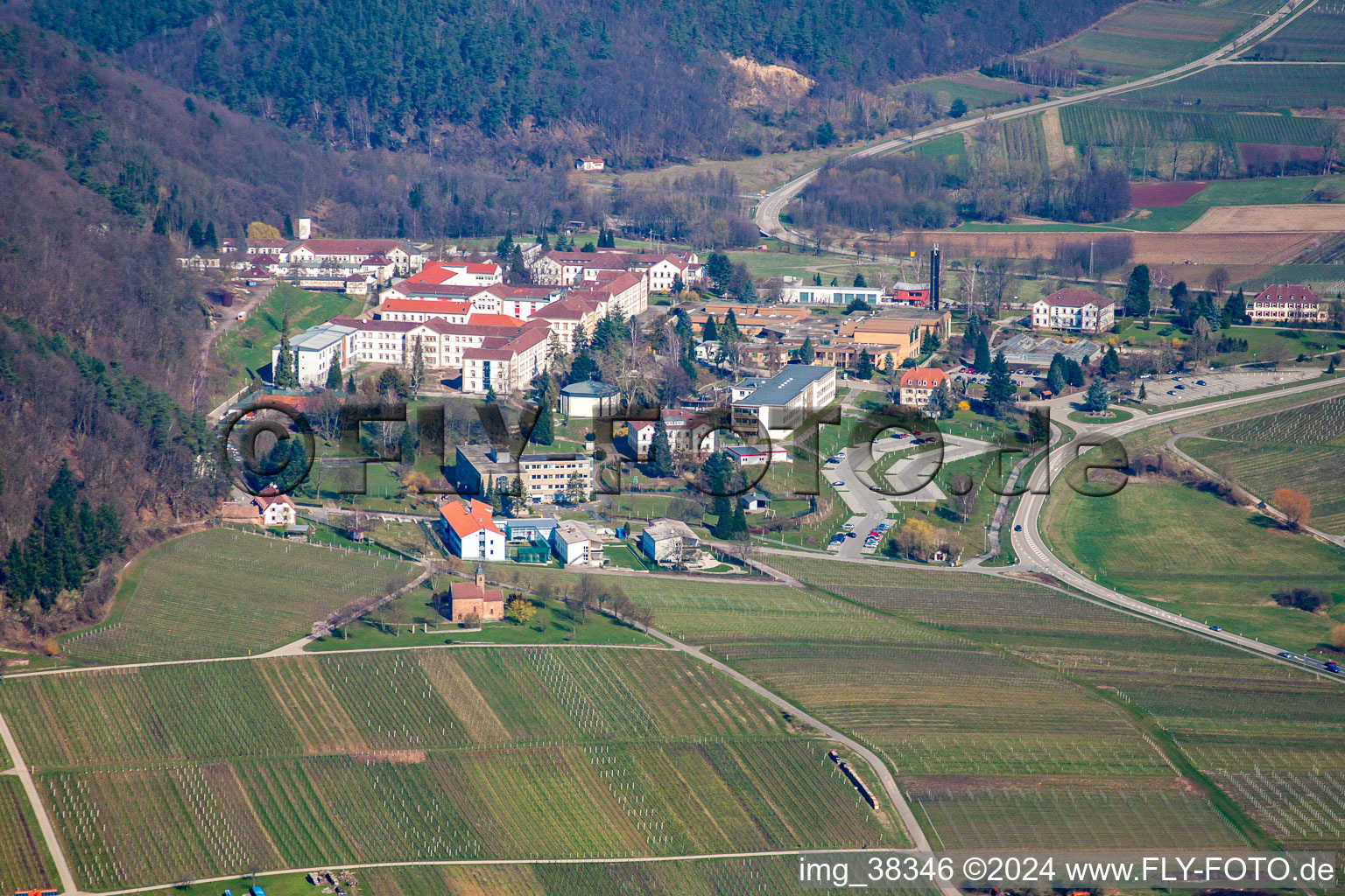 Psychiatric Hospital Landeck in Klingenmünster in the state Rhineland-Palatinate, Germany from above