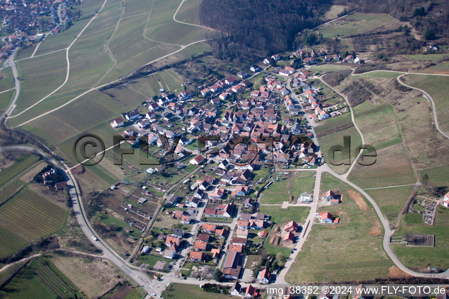 Oblique view of District Gleishorbach in Gleiszellen-Gleishorbach in the state Rhineland-Palatinate, Germany