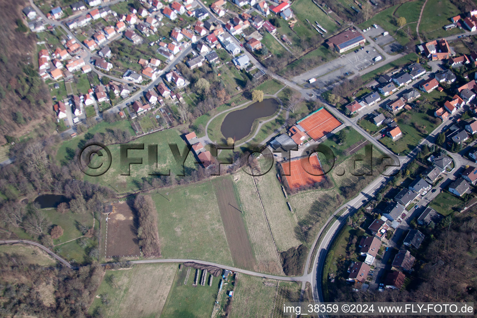 Oblique view of Klingenmünster in the state Rhineland-Palatinate, Germany