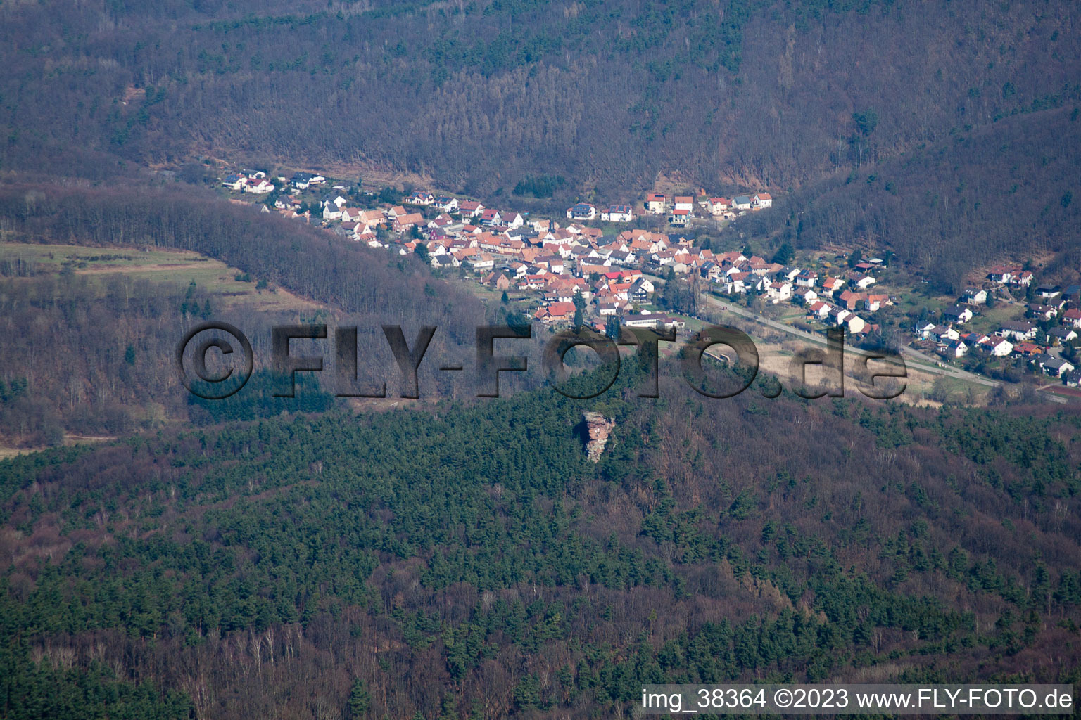 Drone image of Waldrohrbach in the state Rhineland-Palatinate, Germany
