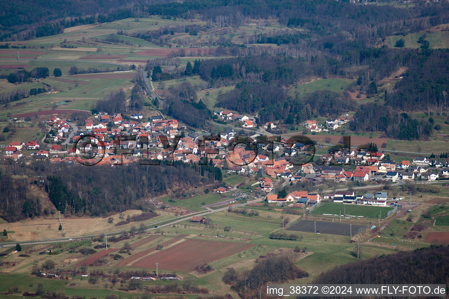 Silz in the state Rhineland-Palatinate, Germany seen from a drone