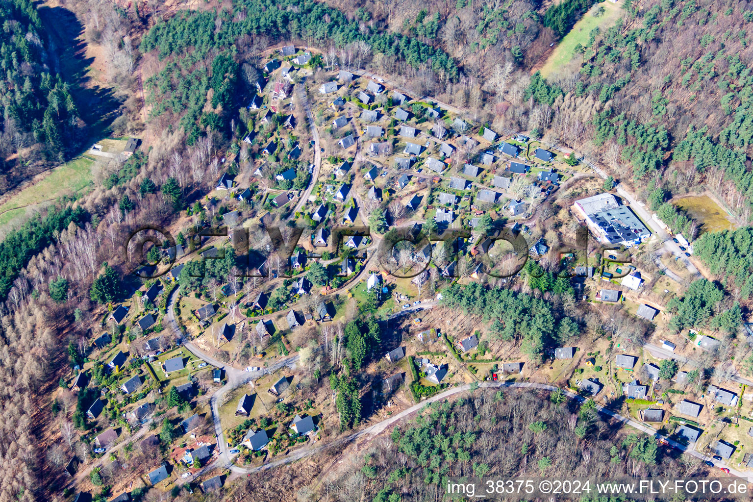 Settlement area in the district Feriendorf Eichwald in Gossersweiler-Stein in the state Rhineland-Palatinate, Germany