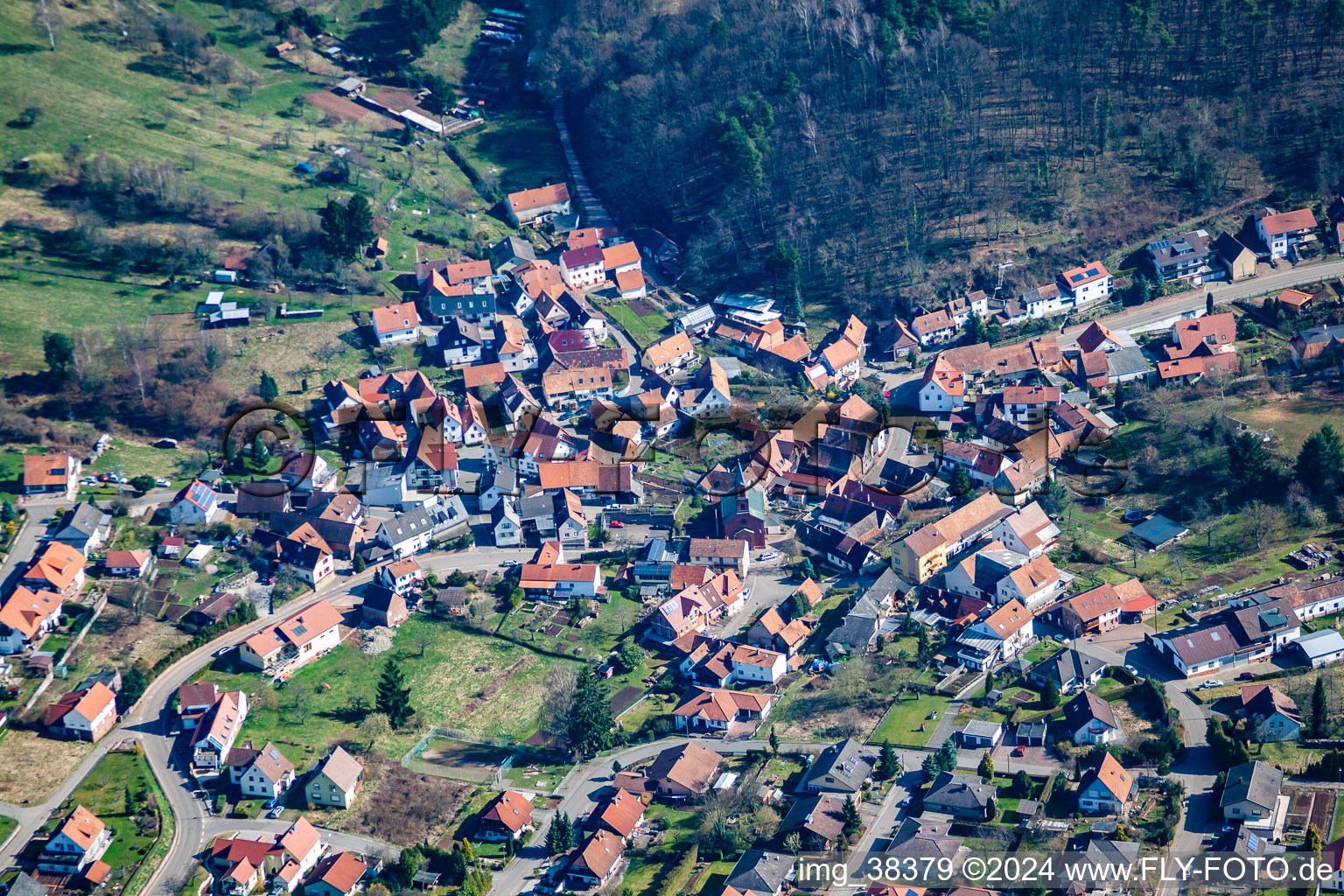 Aerial view of From the southwest in the district Stein in Gossersweiler-Stein in the state Rhineland-Palatinate, Germany