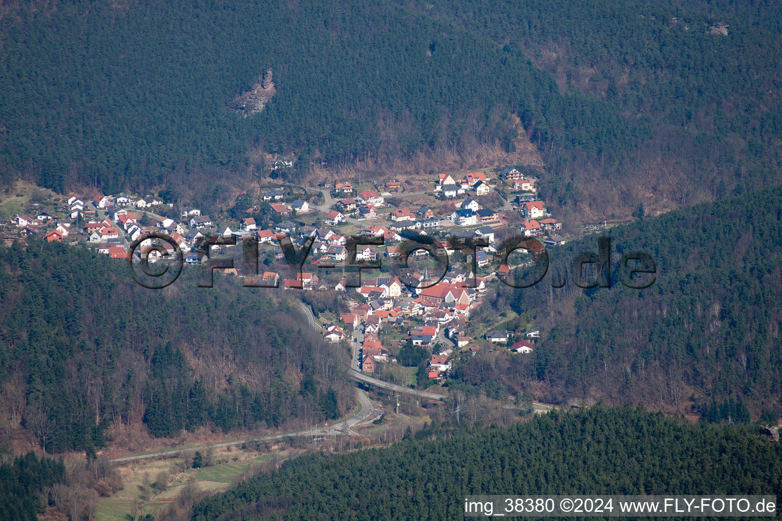 Dimbach in the state Rhineland-Palatinate, Germany seen from above