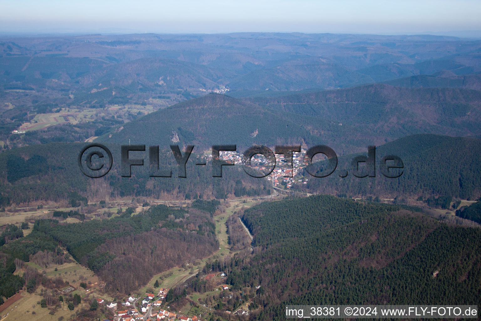 Dimbach in the state Rhineland-Palatinate, Germany from the plane