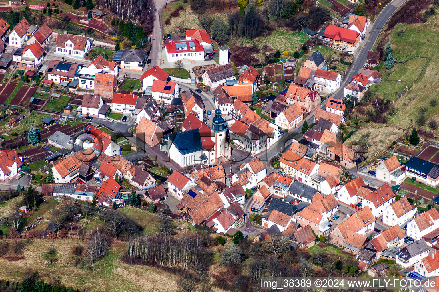 Church building in the village of in Schwanheim in the state Rhineland-Palatinate, Germany