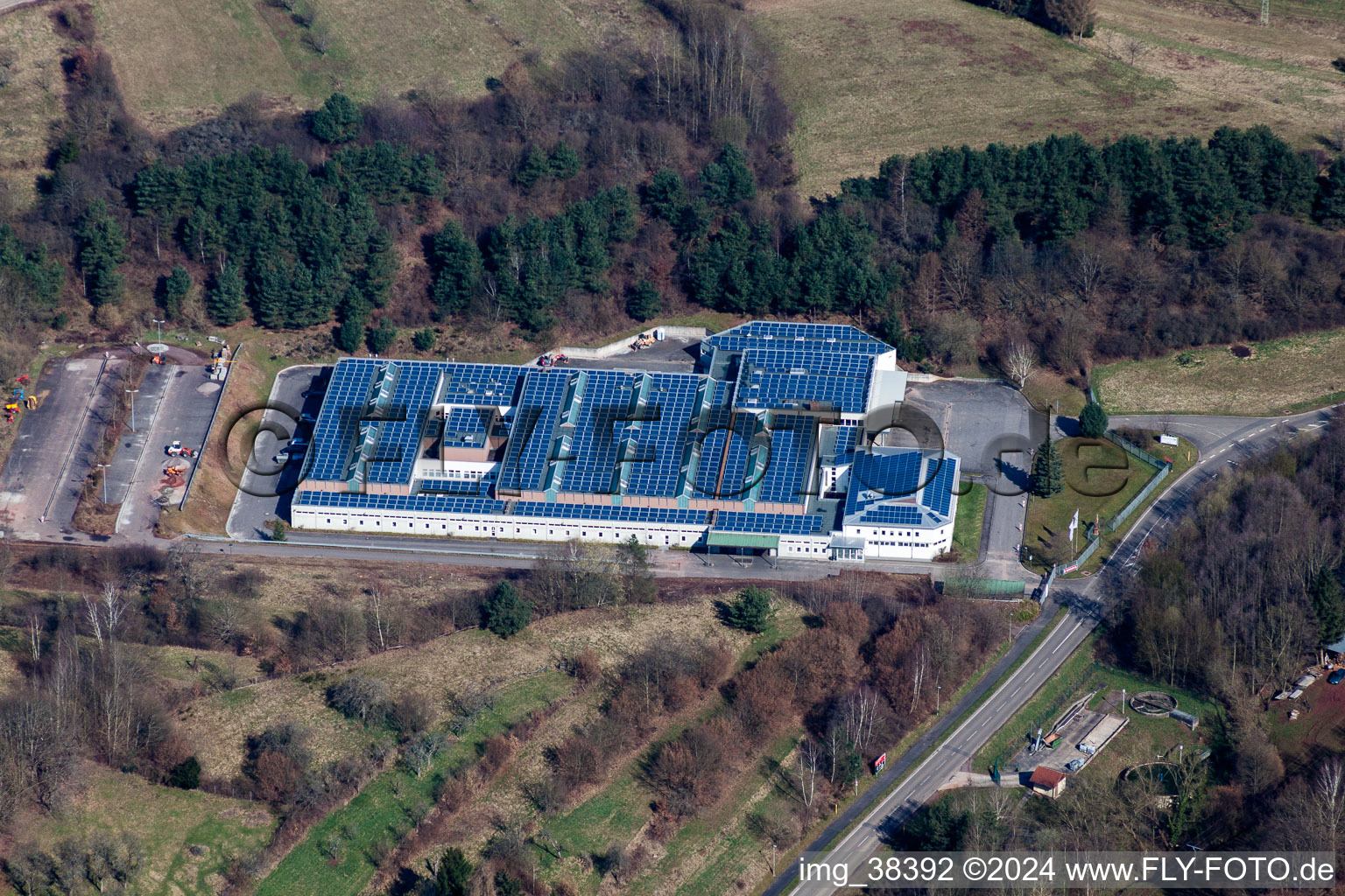 Building and production halls on the premises of Lugina Schuhfabrik GmbH in Schwanheim in the state Rhineland-Palatinate, Germany