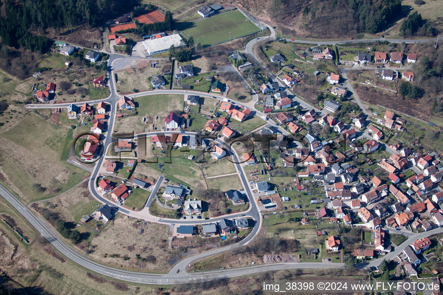 Drone image of Erfweiler in the state Rhineland-Palatinate, Germany