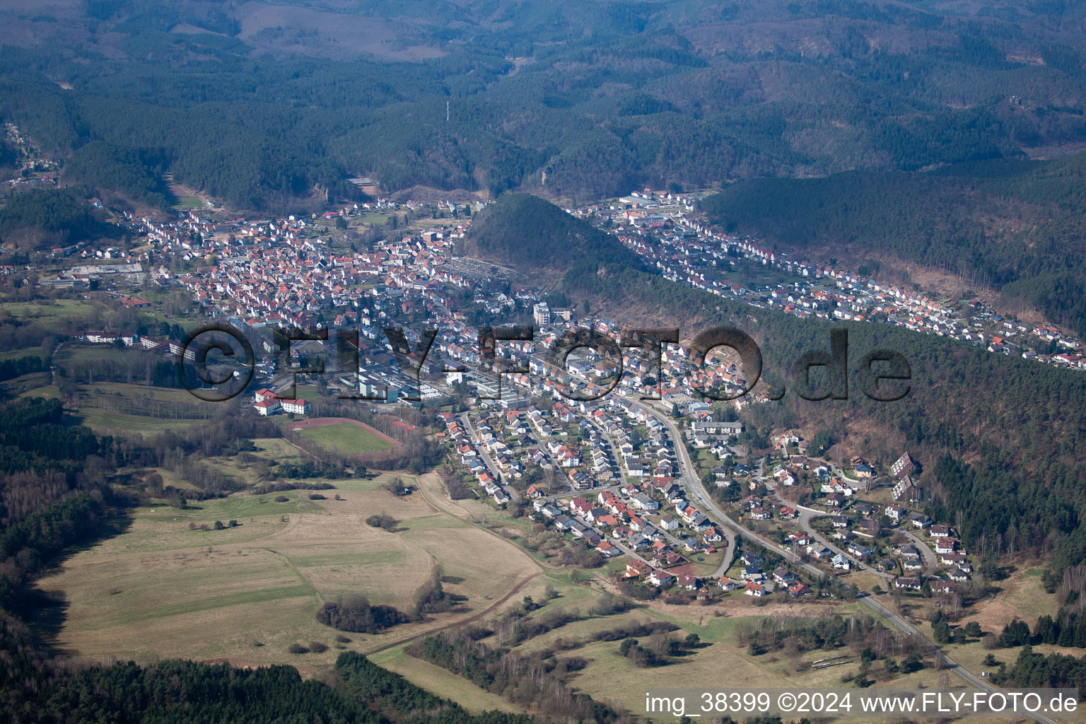 Oblique view of Dahn in the state Rhineland-Palatinate, Germany