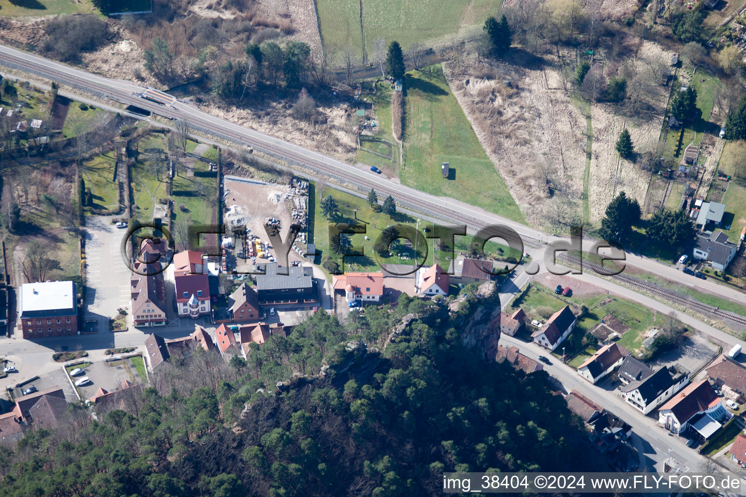 Dahn in the state Rhineland-Palatinate, Germany from the plane