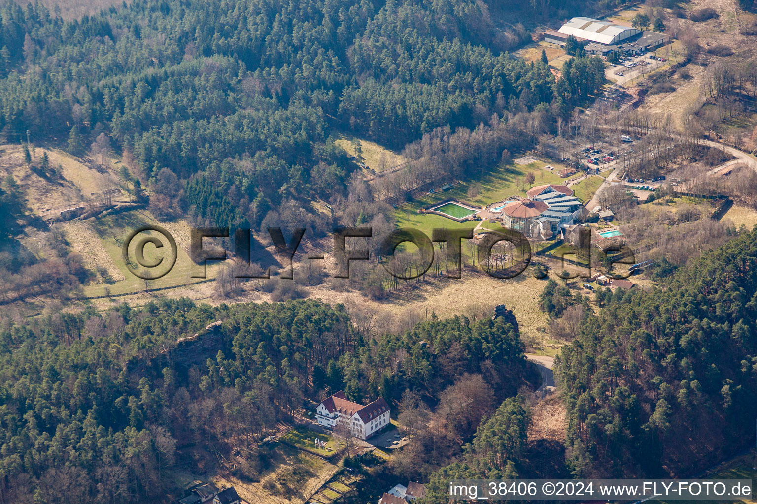 Dahn in the state Rhineland-Palatinate, Germany from the plane