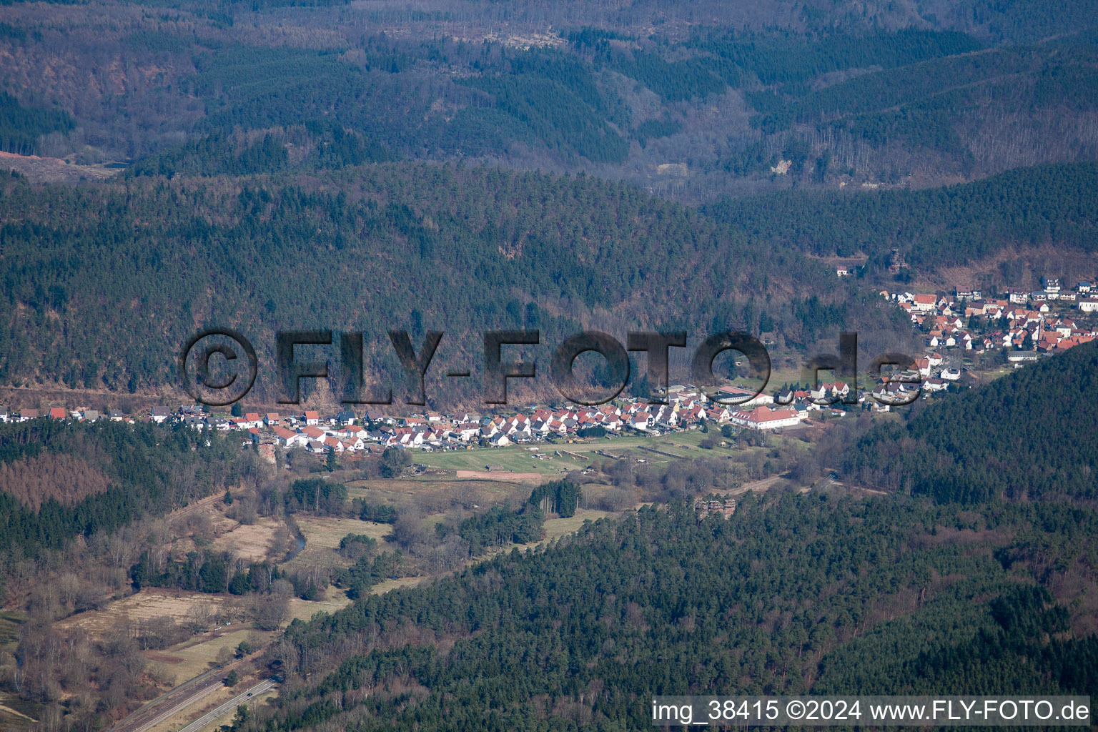 Hinterweidenthal in the state Rhineland-Palatinate, Germany from the drone perspective