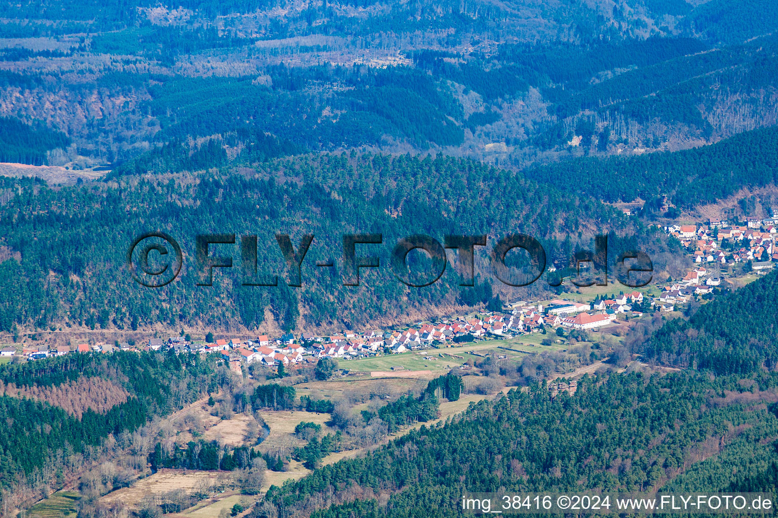 Hinterweidenthal in the state Rhineland-Palatinate, Germany from a drone