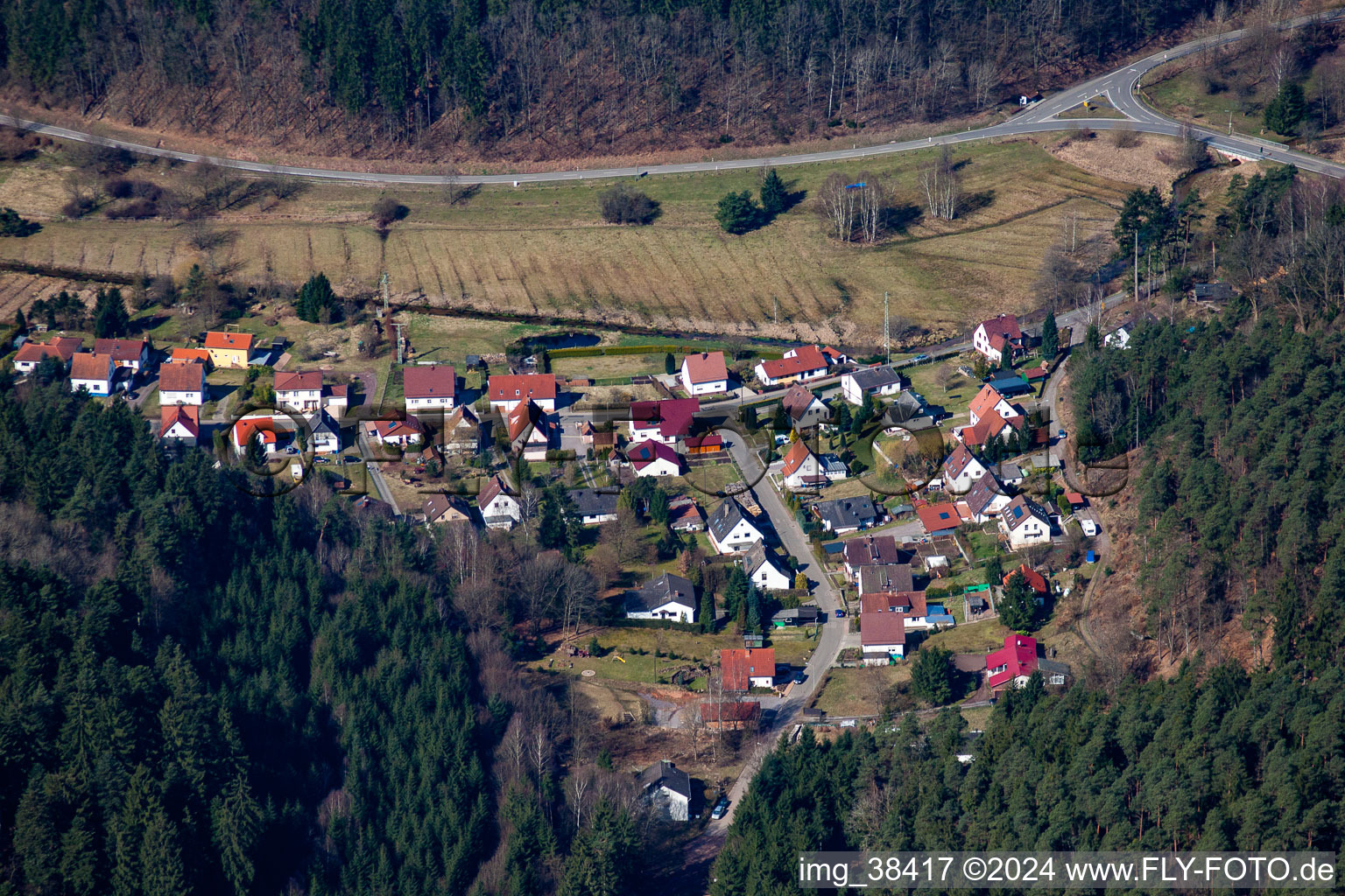 District Salzwoog in Lemberg in the state Rhineland-Palatinate, Germany seen from above