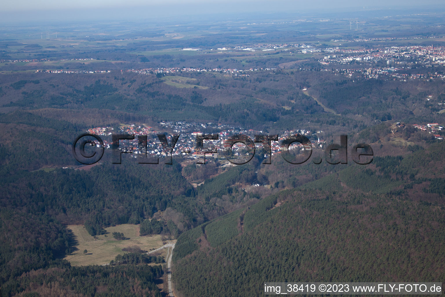 Drone recording of Lemberg in the state Rhineland-Palatinate, Germany