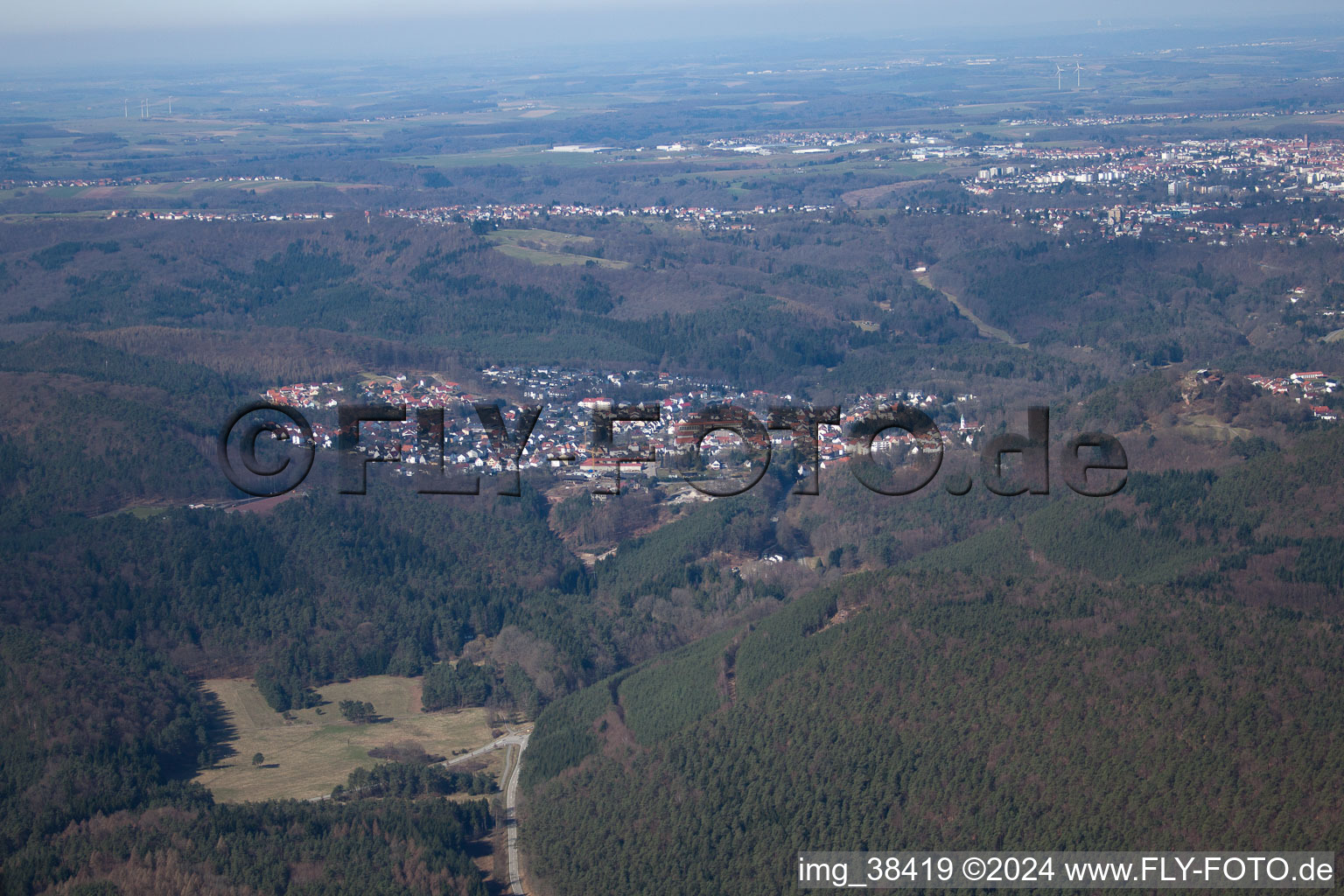 Aerial photograpy of Lemberg in the state Rhineland-Palatinate, Germany