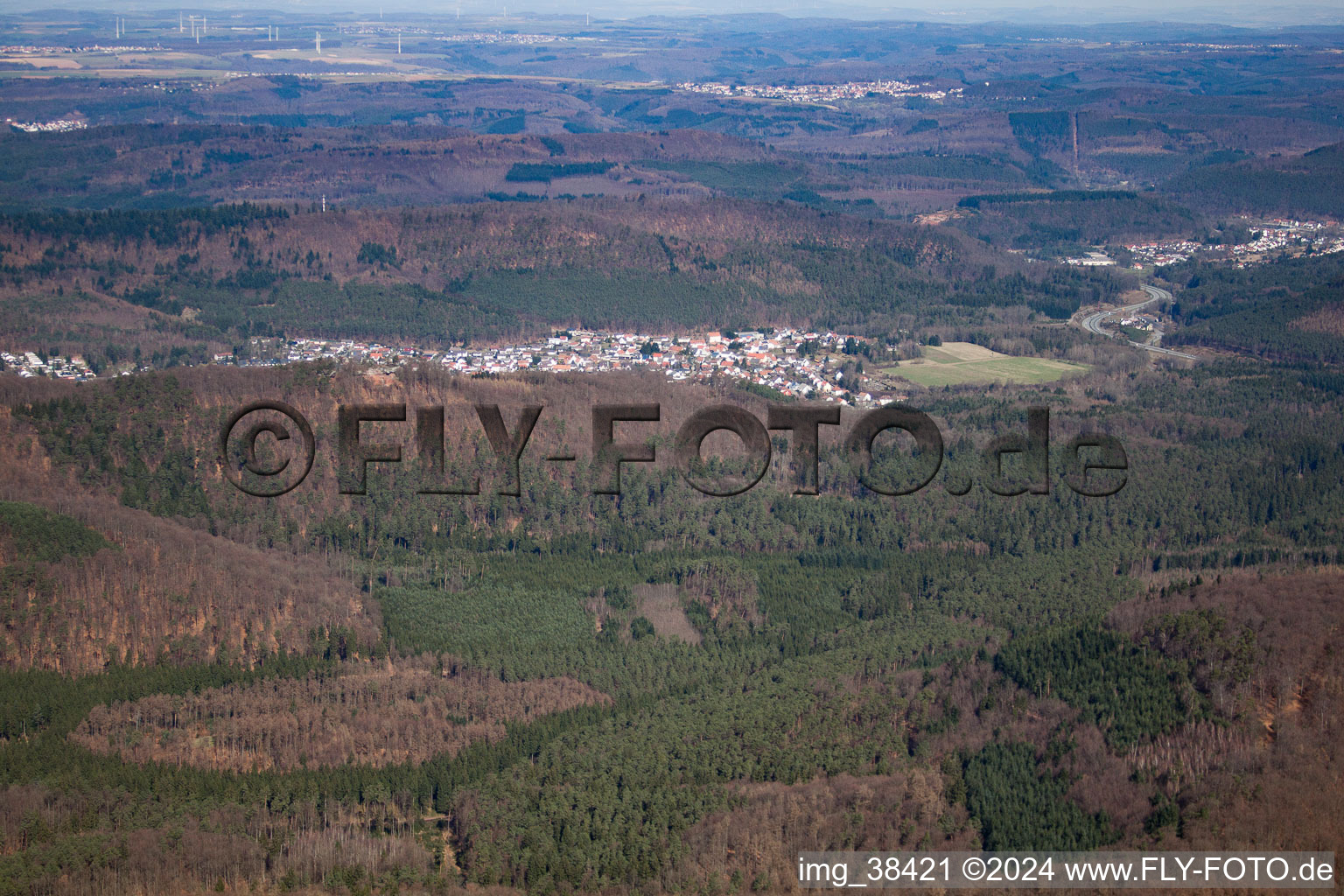 Bird's eye view of Ruppertsweiler in the state Rhineland-Palatinate, Germany