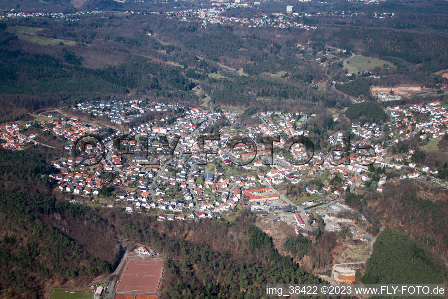 Drone image of Lemberg in the state Rhineland-Palatinate, Germany