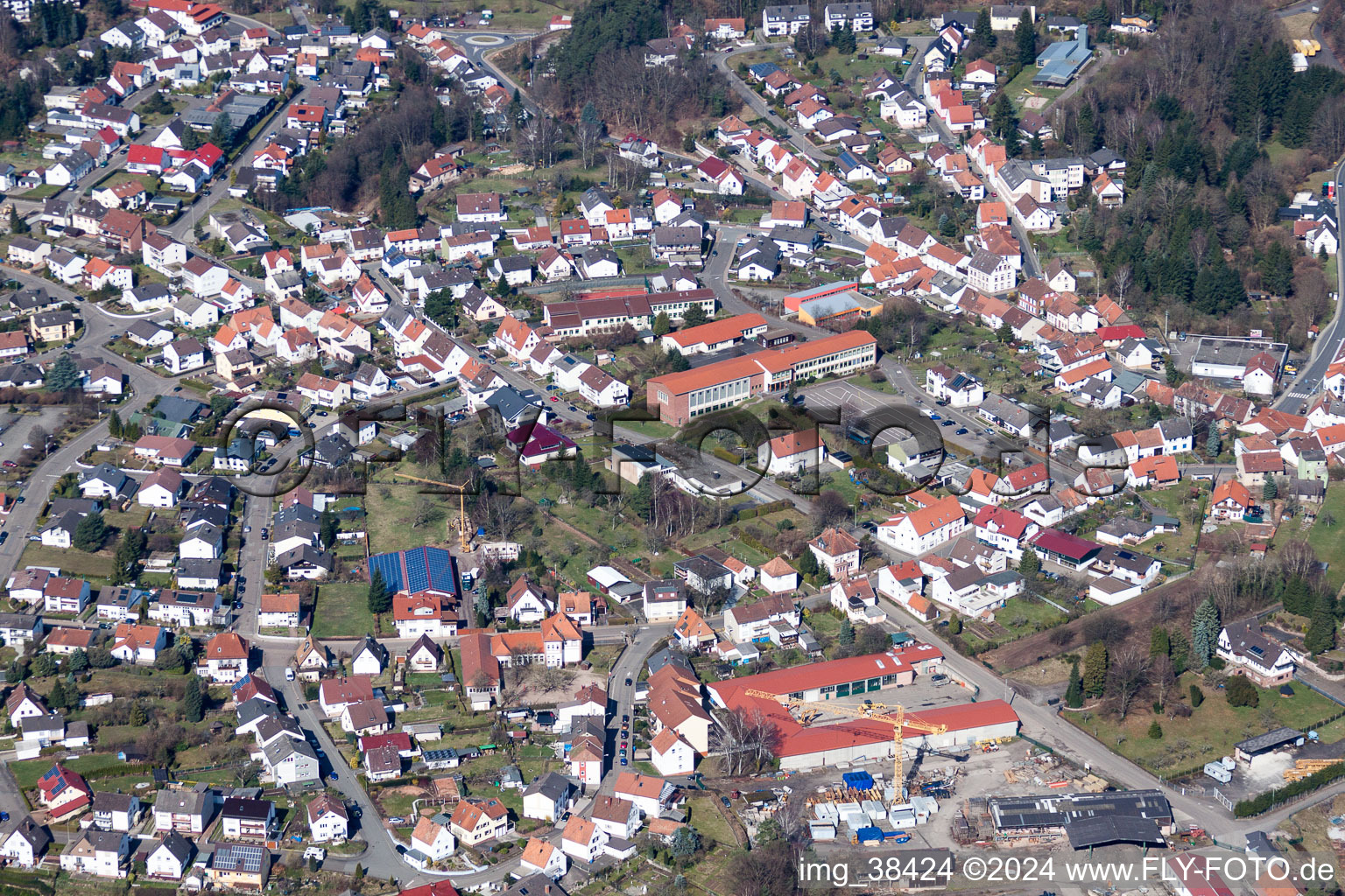 Town View of the streets and houses of the residential areas in Lemberg in the state Rhineland-Palatinate, Germany