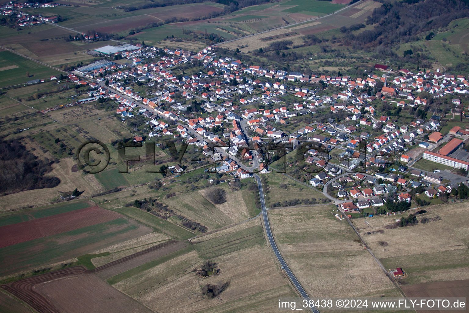 Aerial photograpy of Vinningen in the state Rhineland-Palatinate, Germany