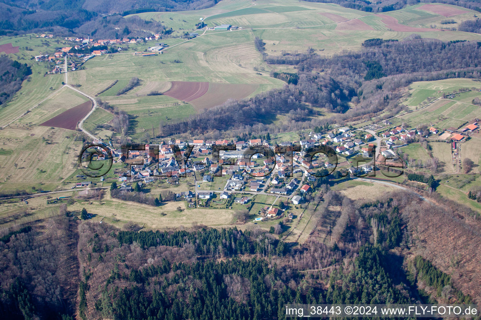 Aerial view of Hilst in the state Rhineland-Palatinate, Germany