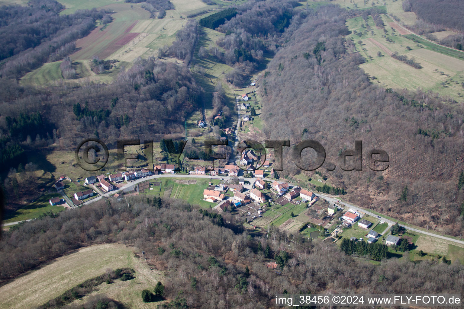 Oblique view of Bousseviller in the state Moselle, France