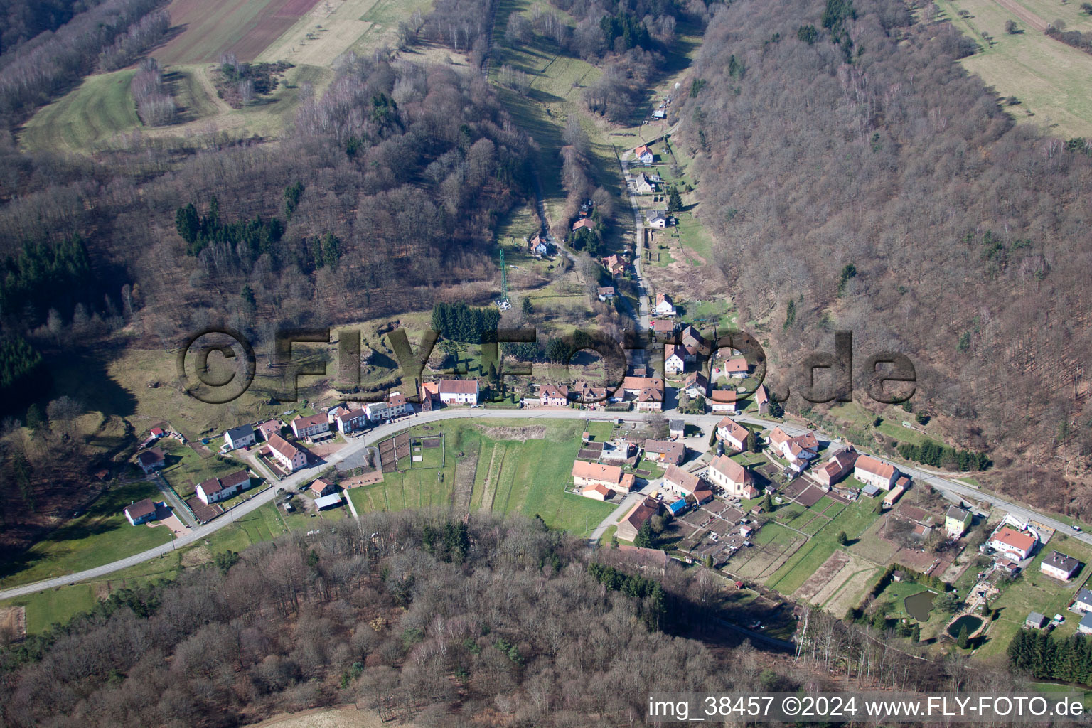 Bousseviller in the state Moselle, France from above