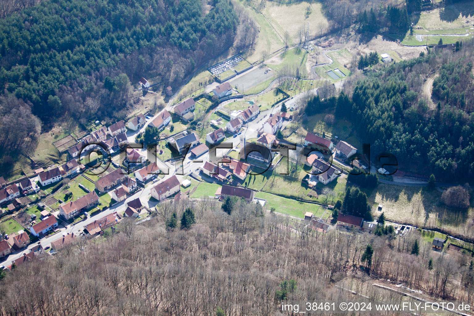 Hanviller in the state Moselle, France from above