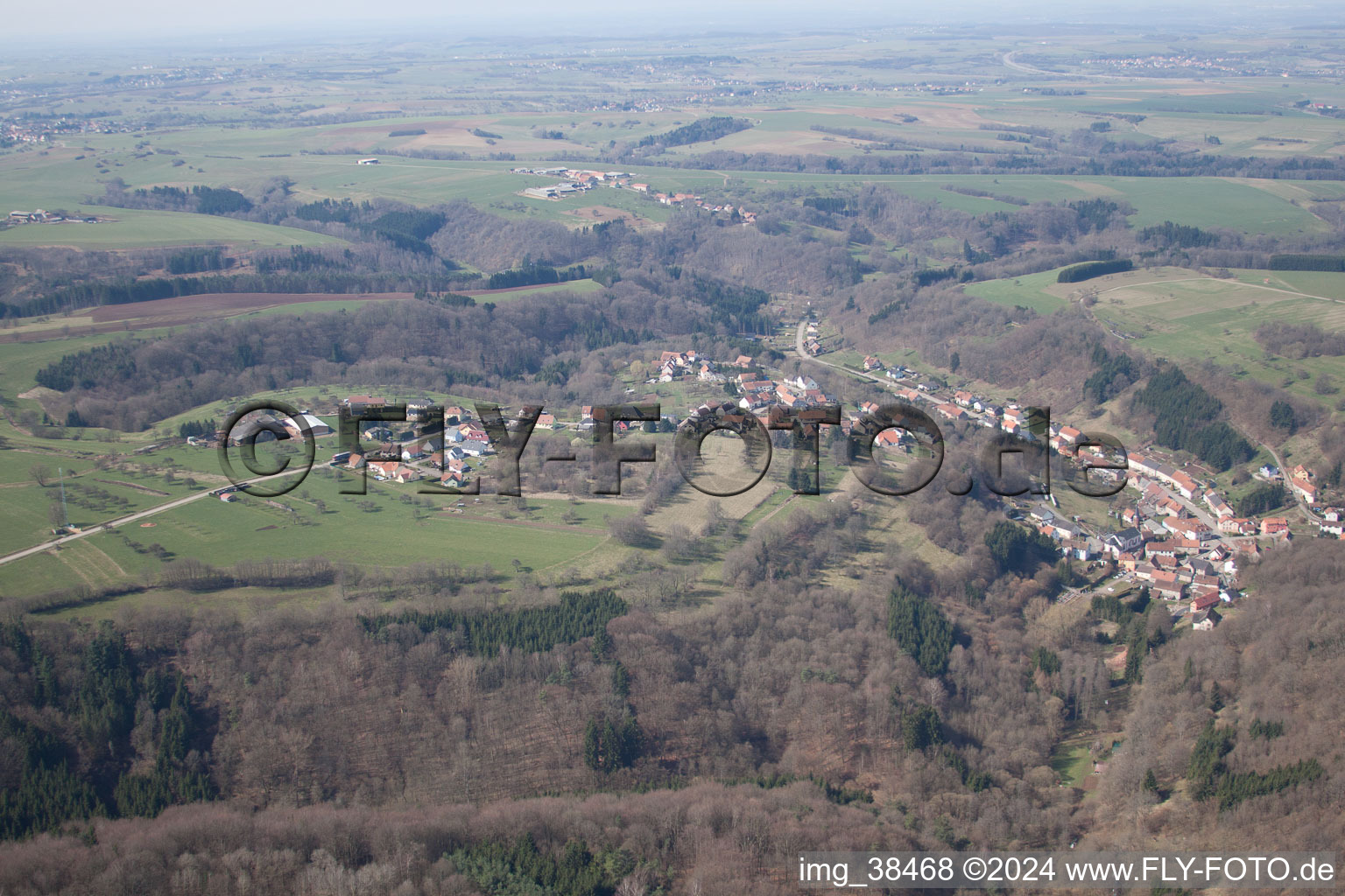 Oblique view of Hottviller in the state Moselle, France