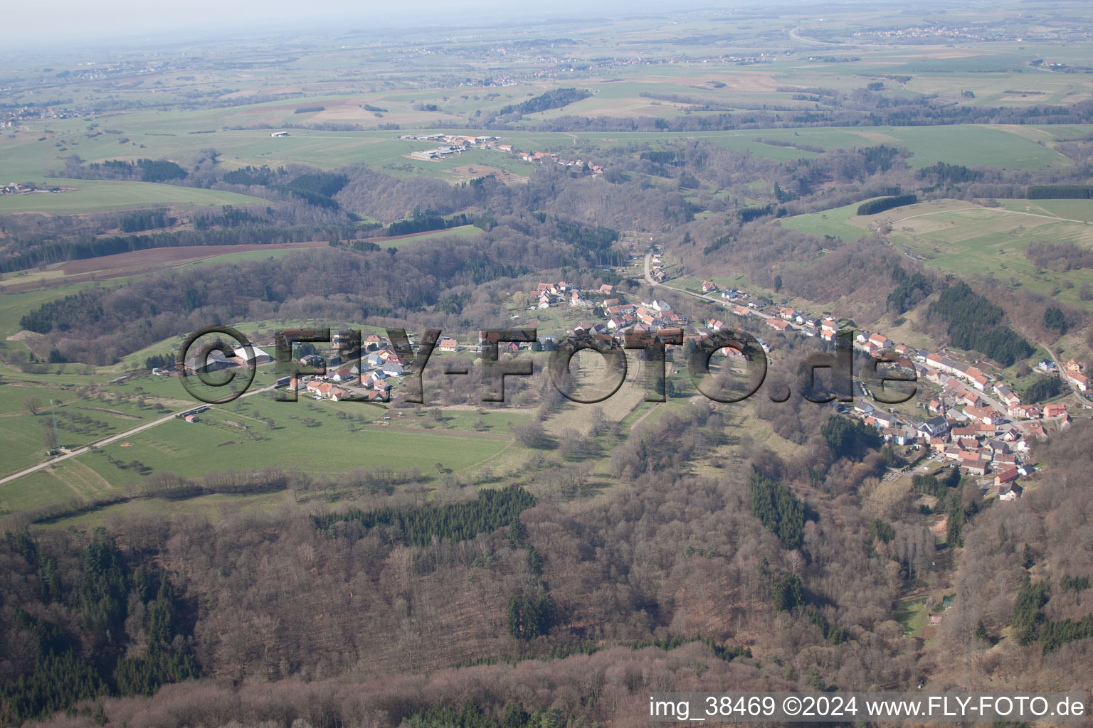 Hottviller in the state Moselle, France from above