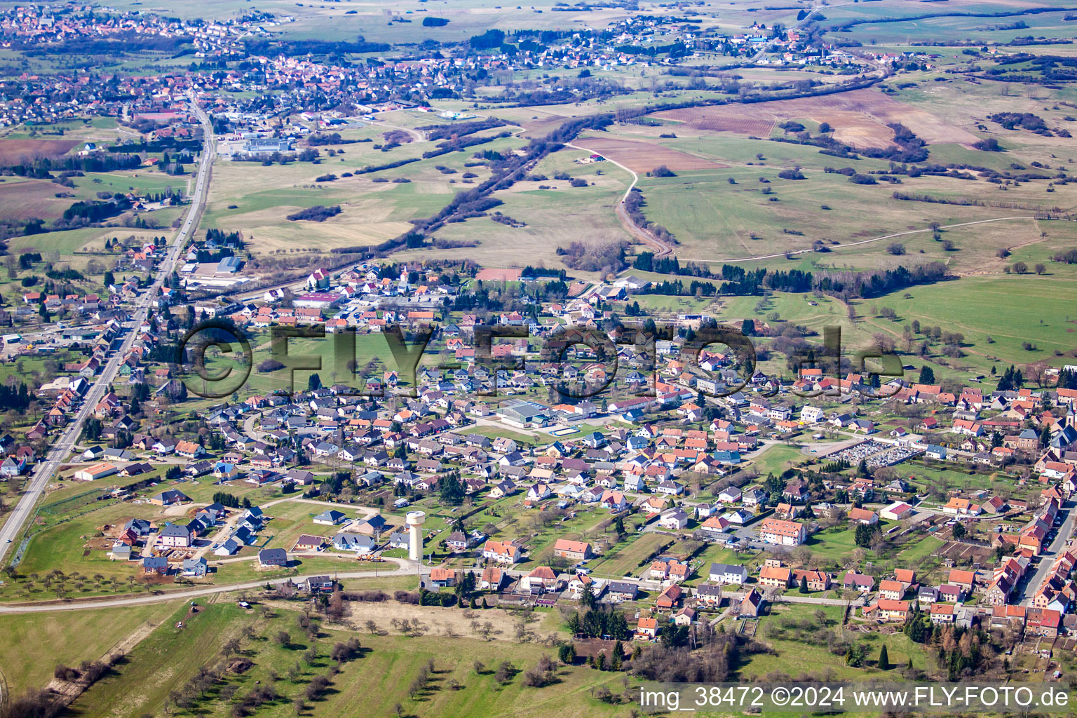 Aerial view of Petit-Réderching in the state Moselle, France