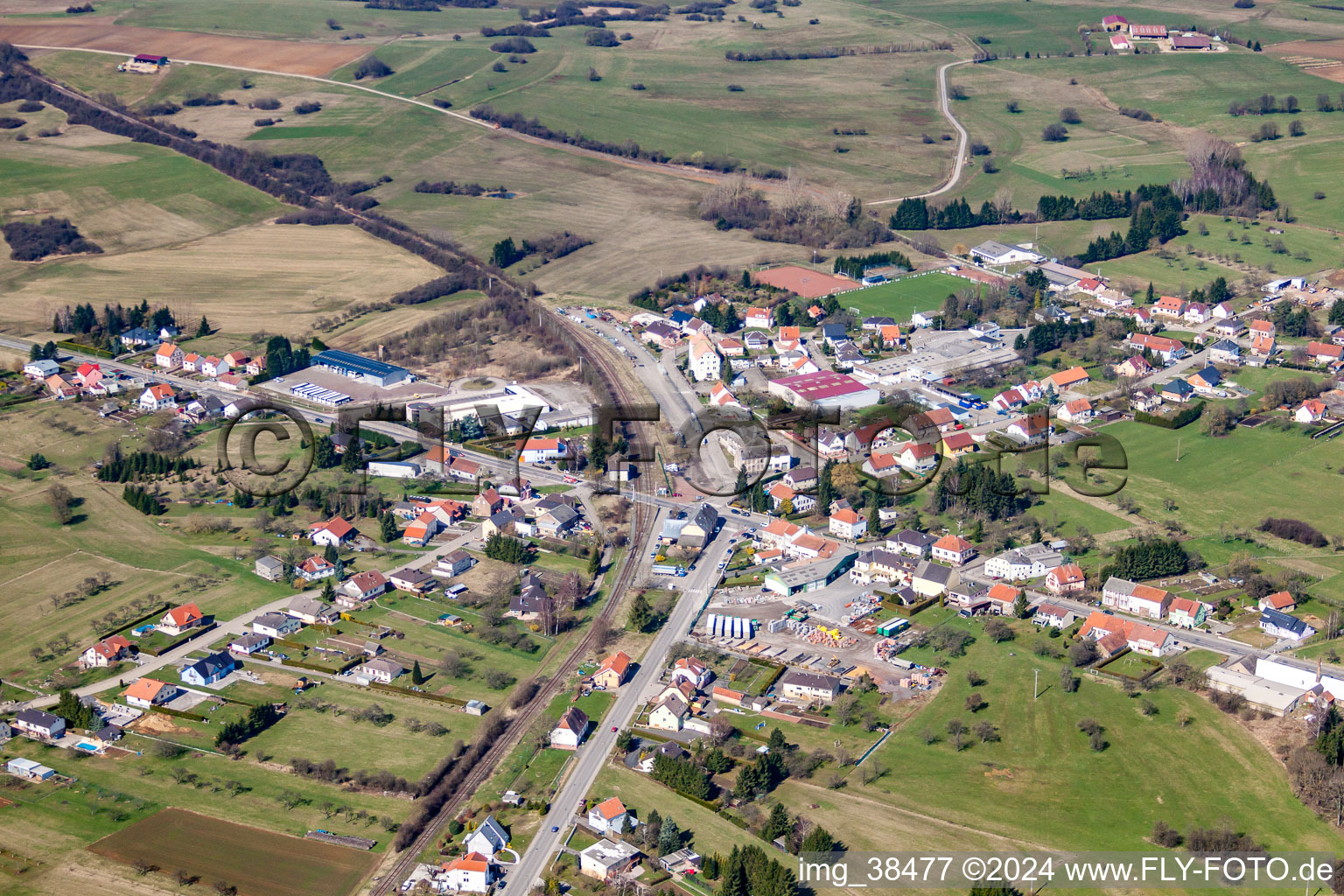 Town View of the streets and houses of the residential areas in Petit-Rederching in Grand Est, France