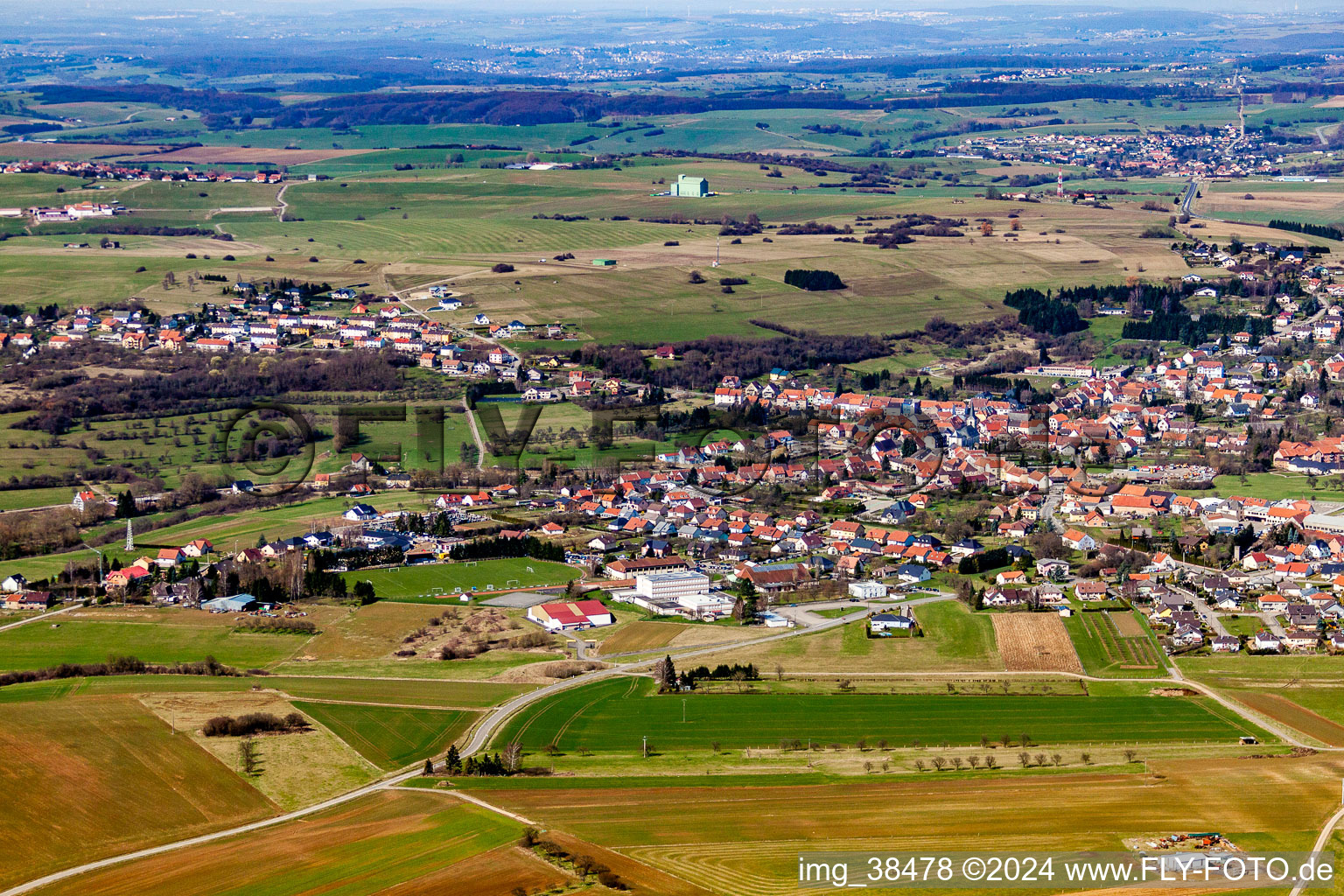 Aerial photograpy of Rohrbach-lès-Bitche in the state Moselle, France