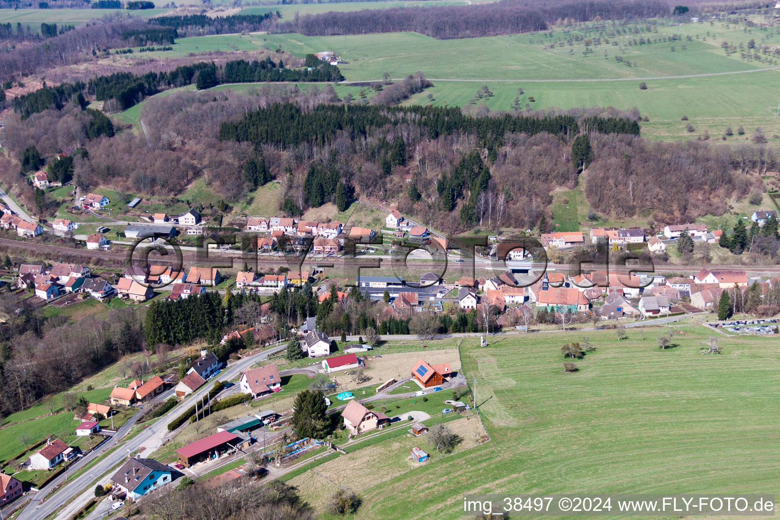 Village view in Tieffenbach in the state Bas-Rhin, France