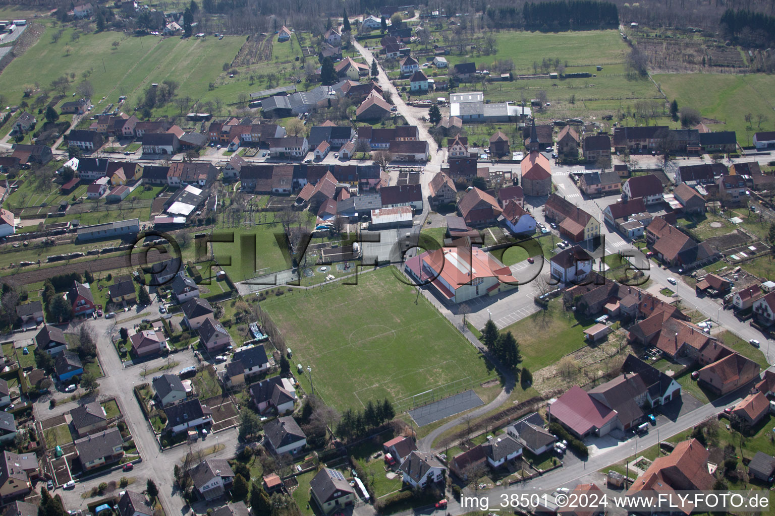 Petersbach in the state Bas-Rhin, France out of the air