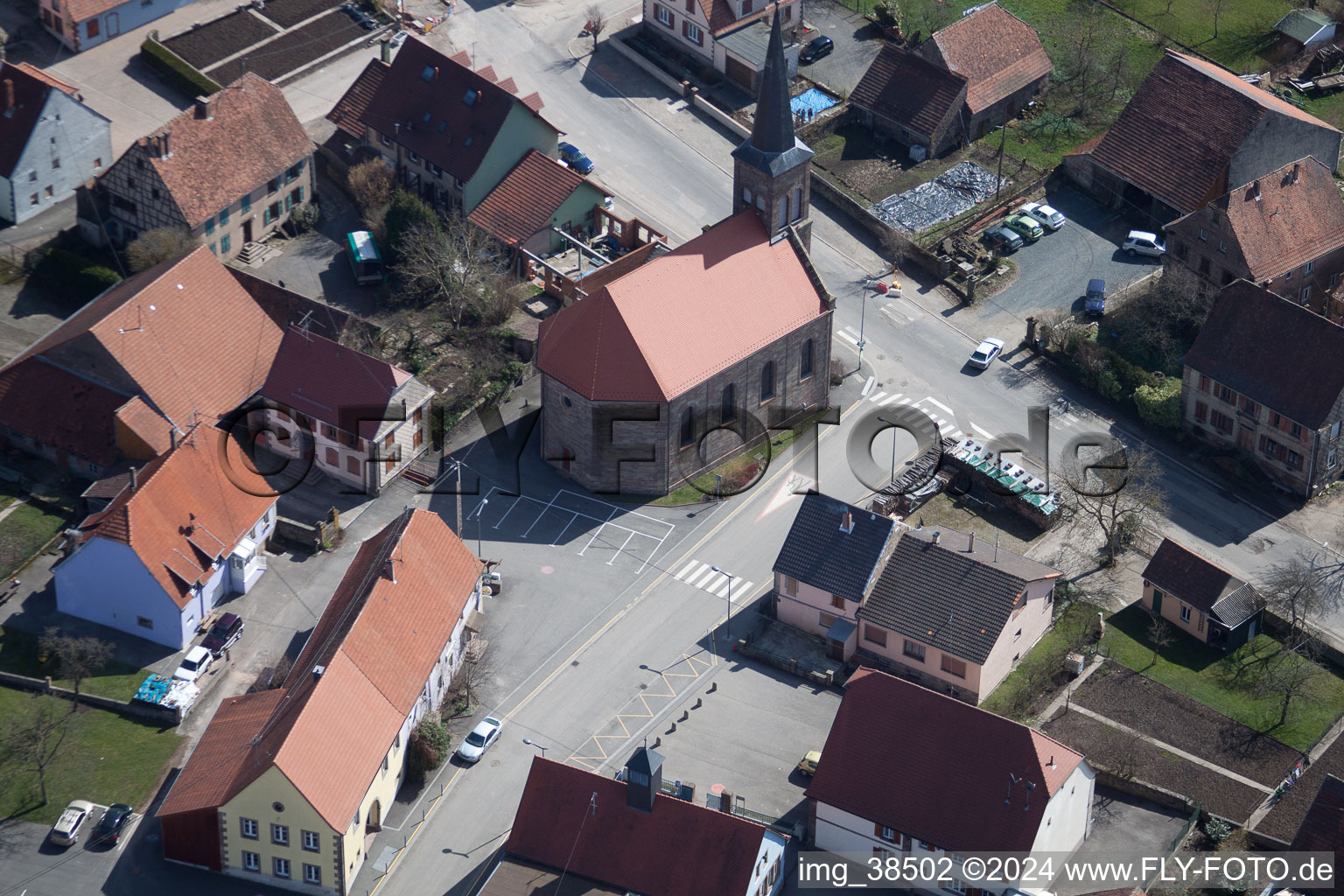 Petersbach in the state Bas-Rhin, France seen from above