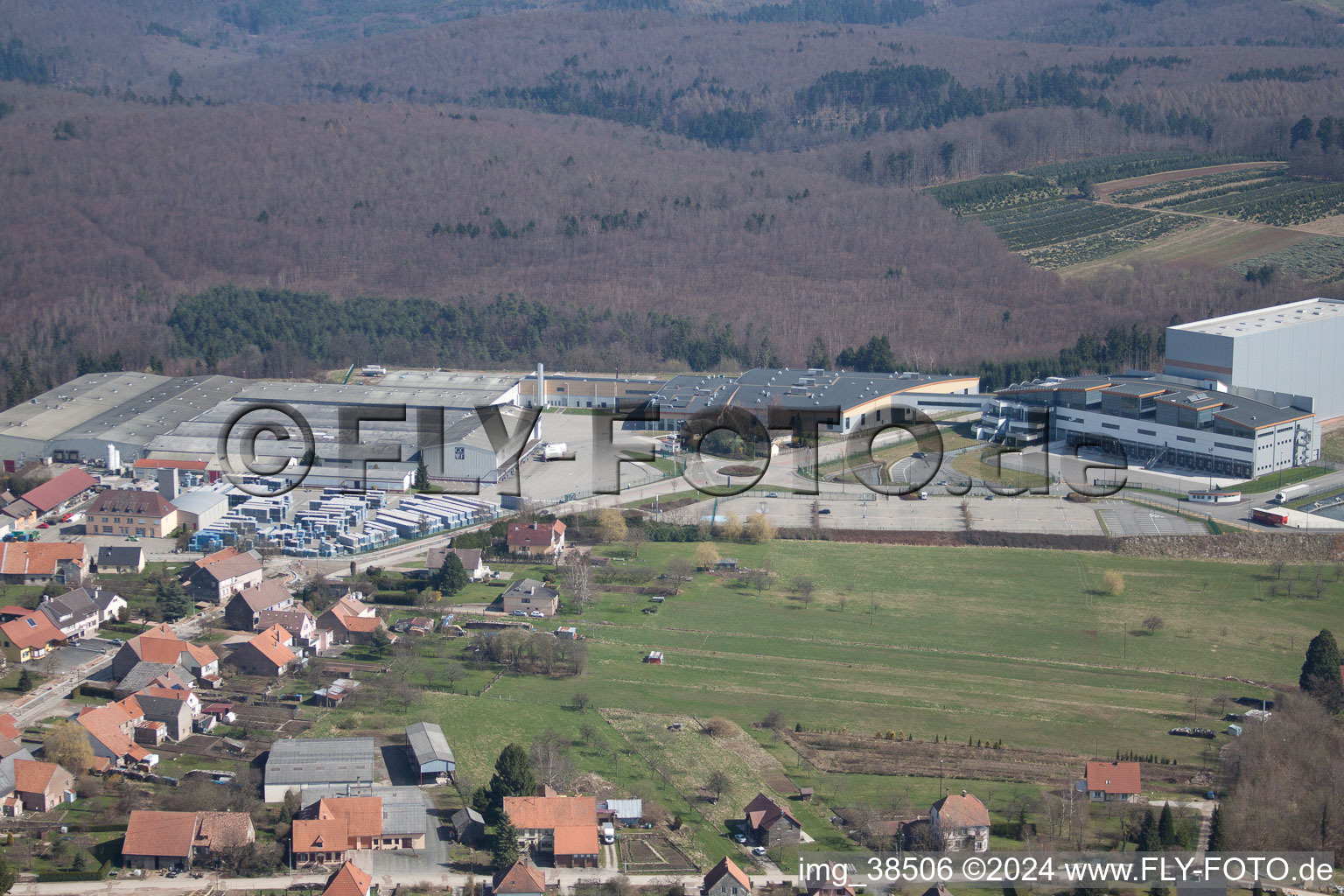 Bird's eye view of Petersbach in the state Bas-Rhin, France