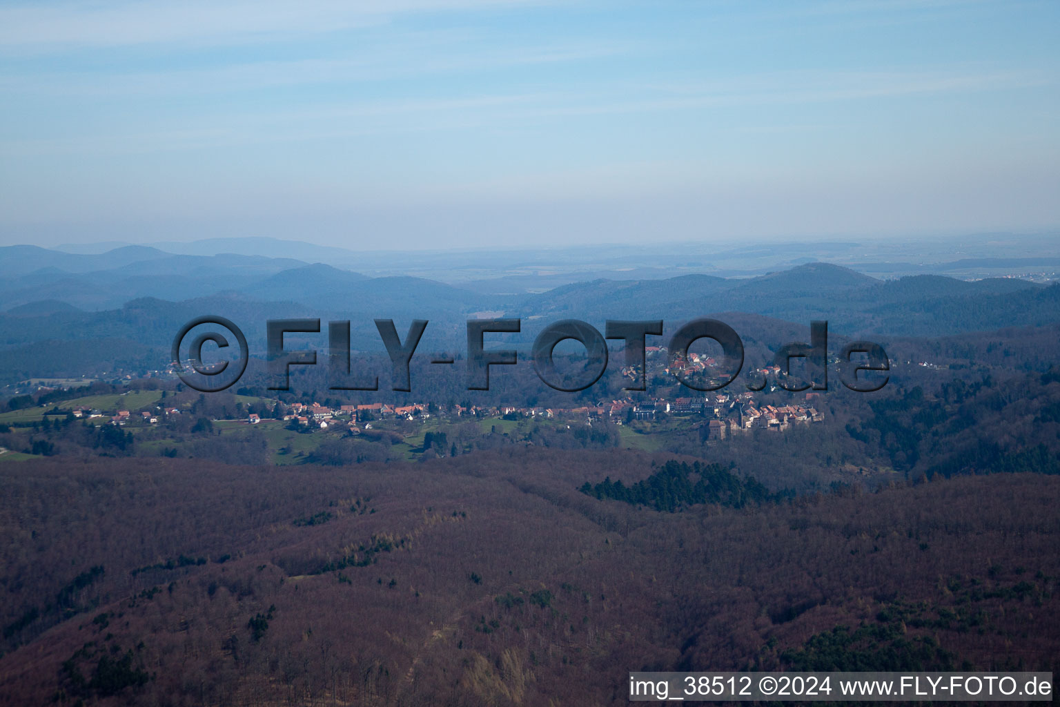 Aerial view of La Petite-Pierre in the state Bas-Rhin, France