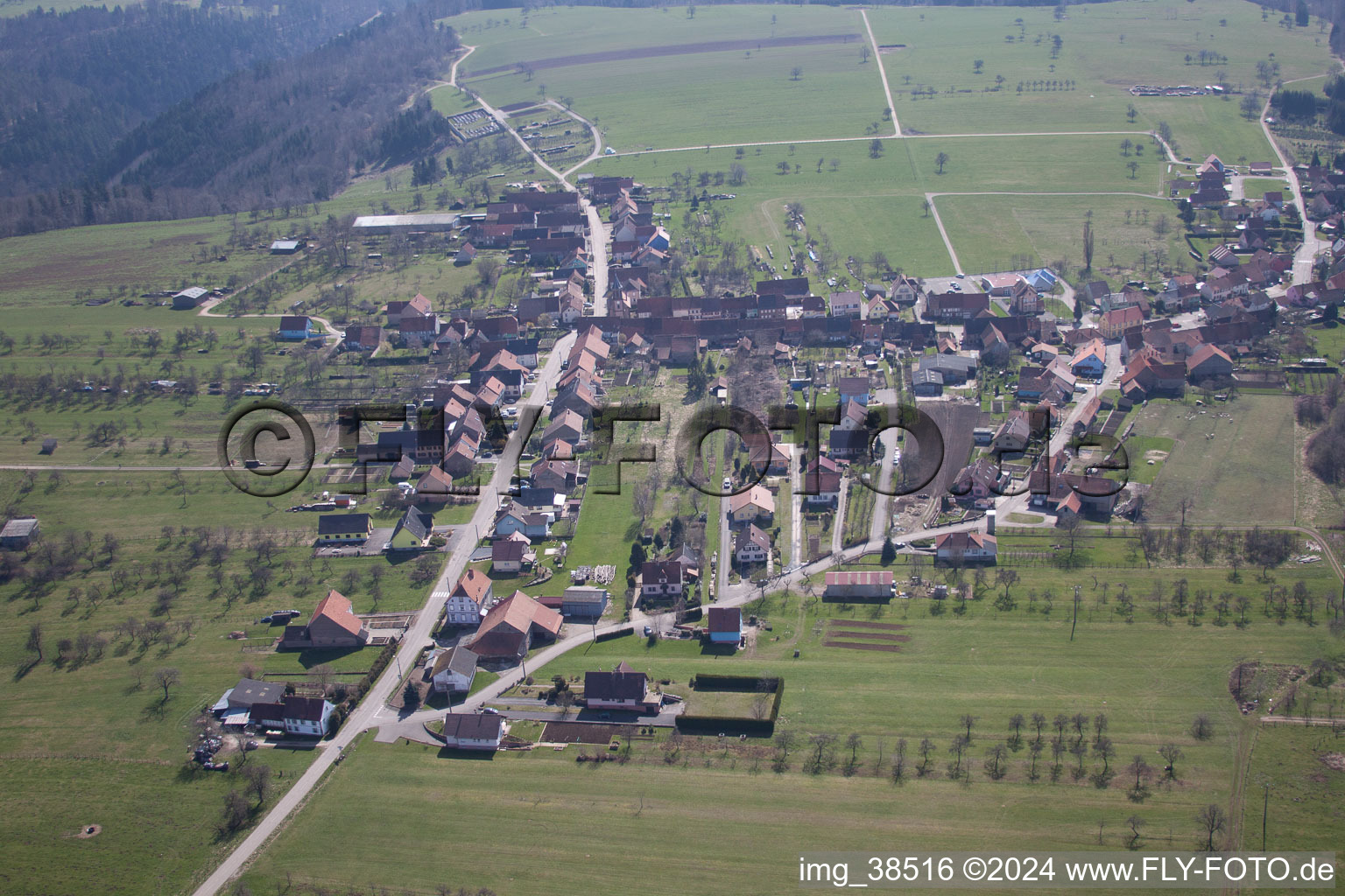 Aerial view of Schœnbourg in the state Bas-Rhin, France