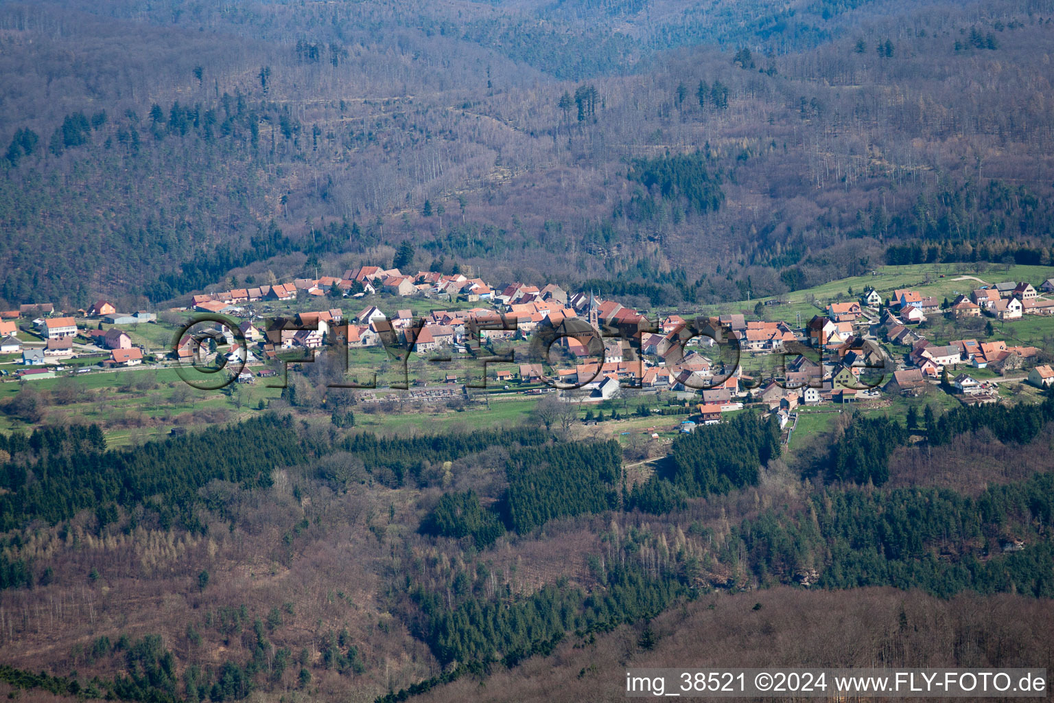 Oblique view of Graufthal in Eschbourg in the state Bas-Rhin, France