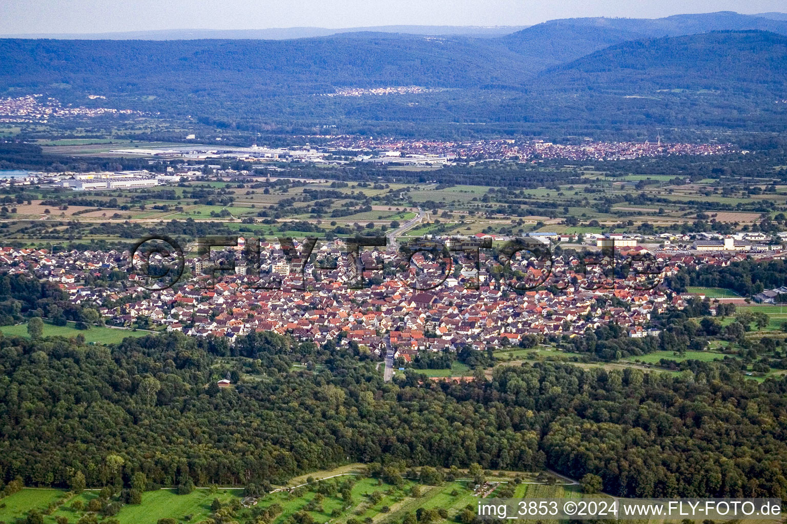 From the west in Ötigheim in the state Baden-Wuerttemberg, Germany